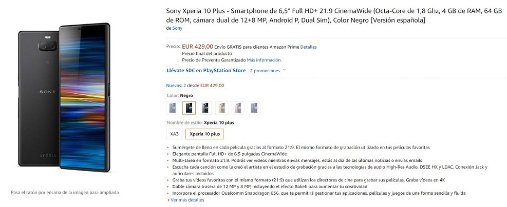 Xperia-10-plus-en-amazon